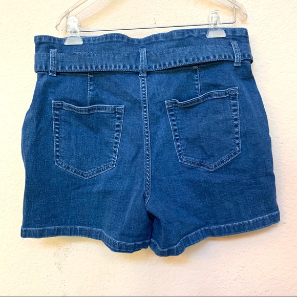 ✅ A.N.A. Blue Denim Paperbag Belt Shorts - Picture 3 of 10